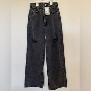H&M high waisted wide leg baggy black denim jeans size 4